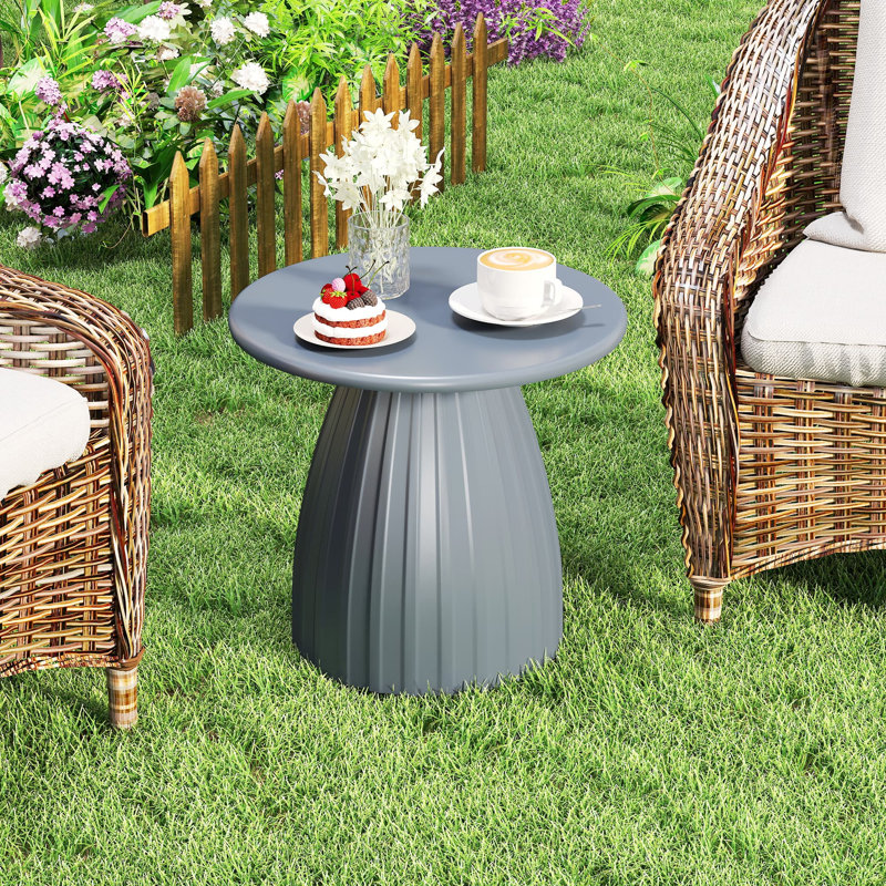 Table d'appoint ronde pour le patio, table d'appoint pour l'extérieur en acier et table d'appoint pour le patio, Gray