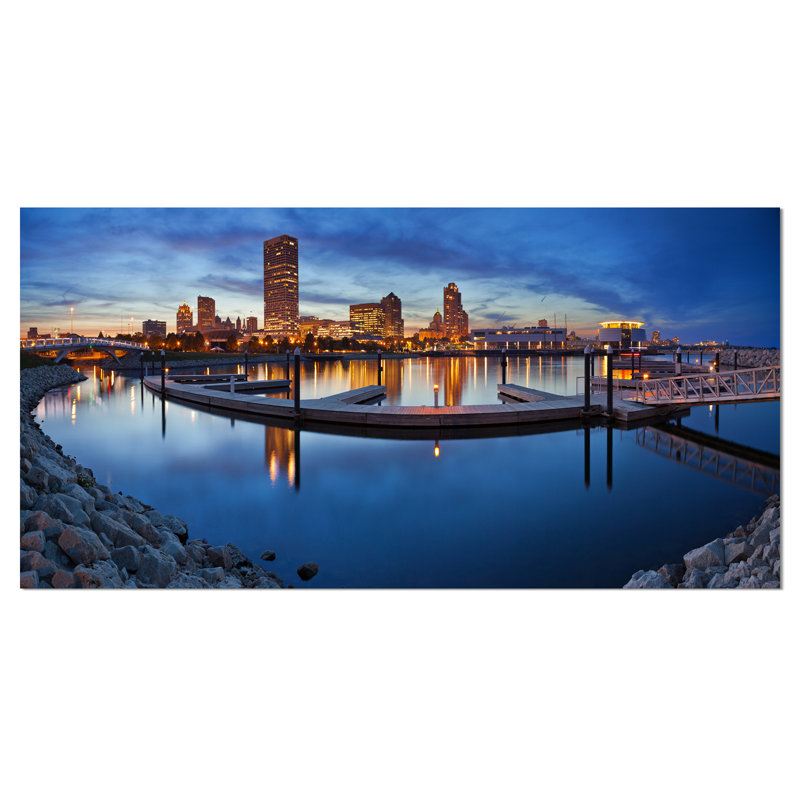Photographie sur toile tendue - Vue panoramique de Milwaukee, H 28 po x l 60 po x P 1,5 po