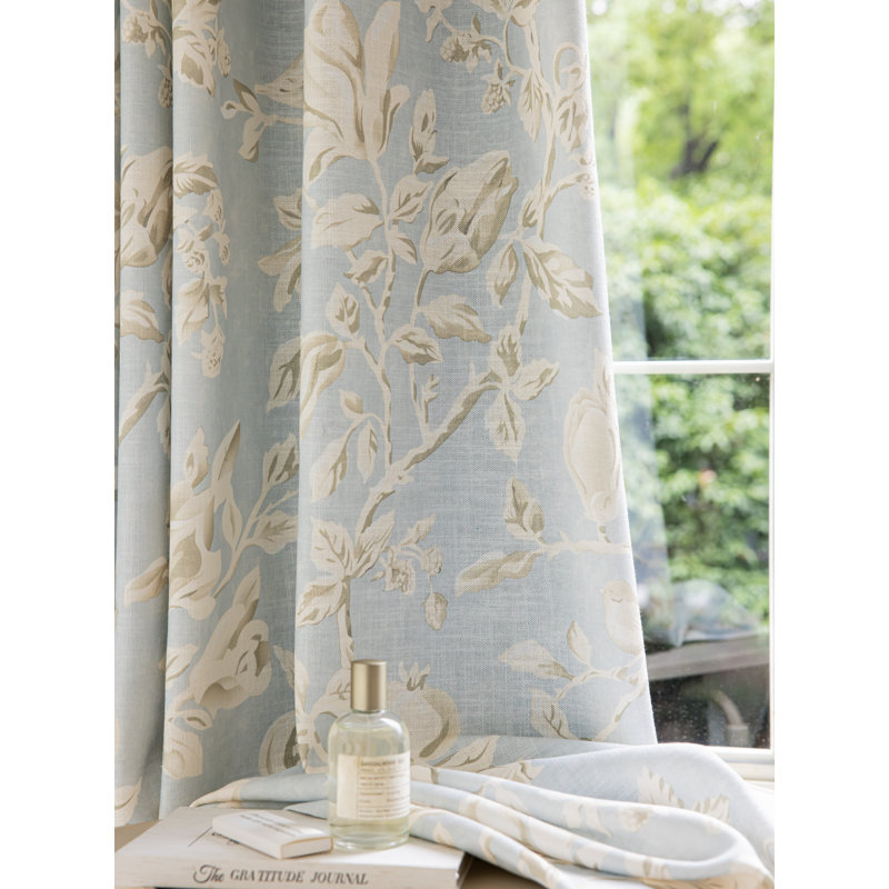 Amelia Linen Blend Semi-Sheer Curtain Panel Pair (Set of 2), 50" W x 96" L, Blue