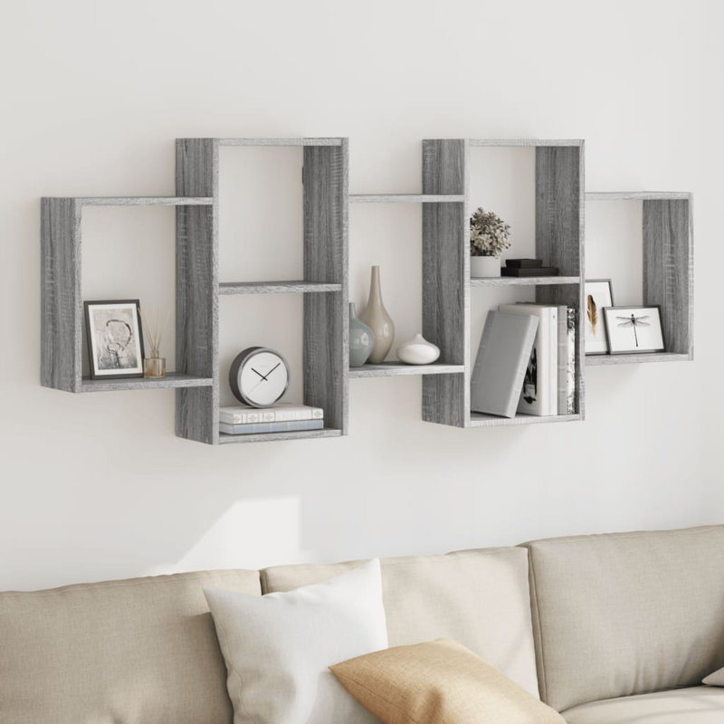 Tablette murale vidaXL en bois d'ingénierie gris Sonoma 62,6 x 7,1 x 25,6 po