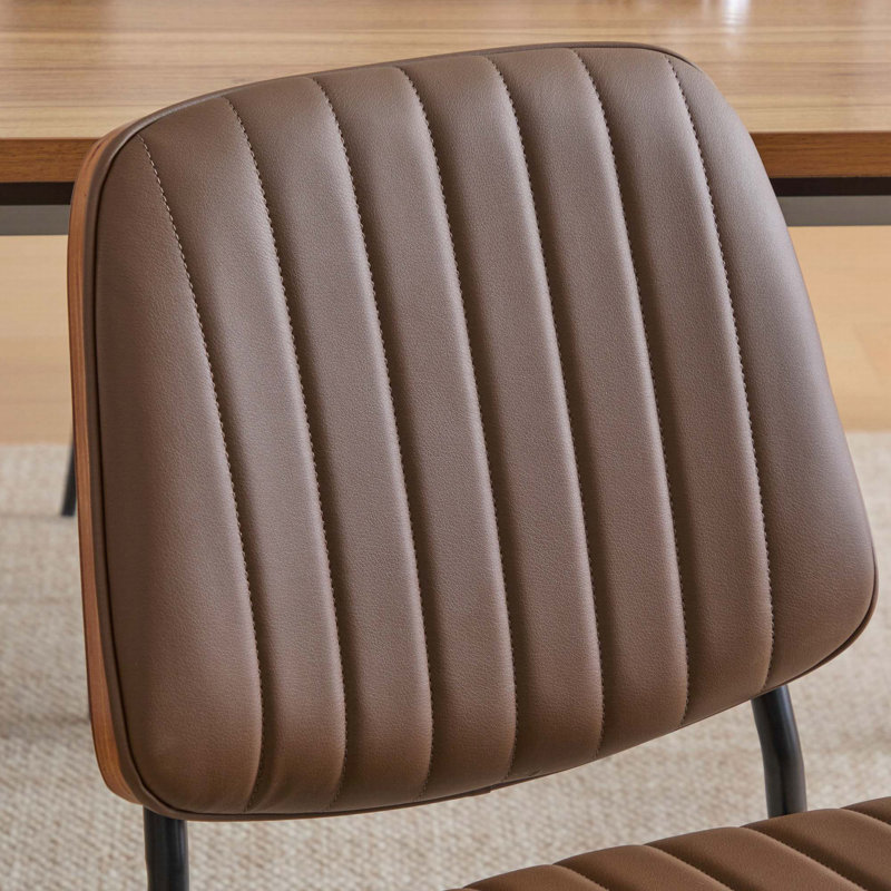 Ensemble de chaises de salle à manger de style Mid-Century, lin rétro recouvert de bois cintré noyer, pieds en métal, design ergonomique pour plus de confort