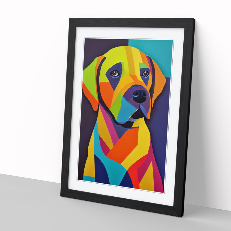 Anwesha Labrador Retriever Abstract Vol.5 - Single Picture Frame Print, Black, 64cm H x 46cm W x 2cm D