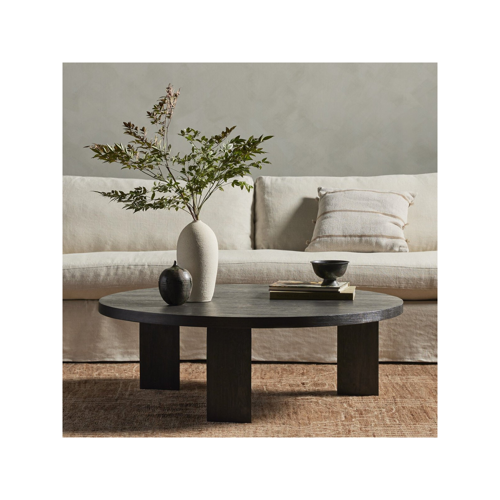 Siham Solid Wood Single Coffee Table, Black, 16" H x 38" L x 38" W