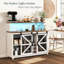 Armoire de bar à café avec lumières à DEL, armoire de rangement de vin de ferme avec support à vin et porte-verres, décor de bar de cuisine, salle à manger à la maison