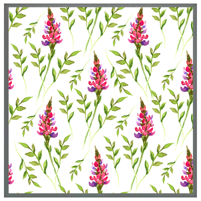 Letts Pink & Green Leaves 1 Piece Single Picture Frame Wall Art, 41cm H x 41cm W x 4cm D, Grey Framed
