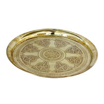 Buy 15 Hand Hammered Brass Tray With an Etched Design Online in India 