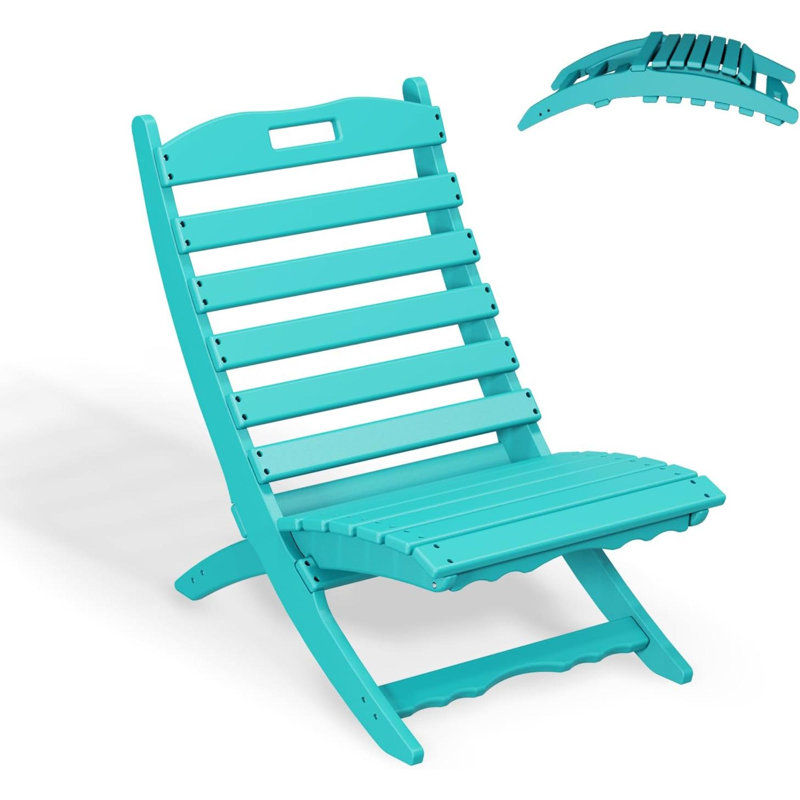 Chaise Adirondack pliante en plastique Smilja, Bleu