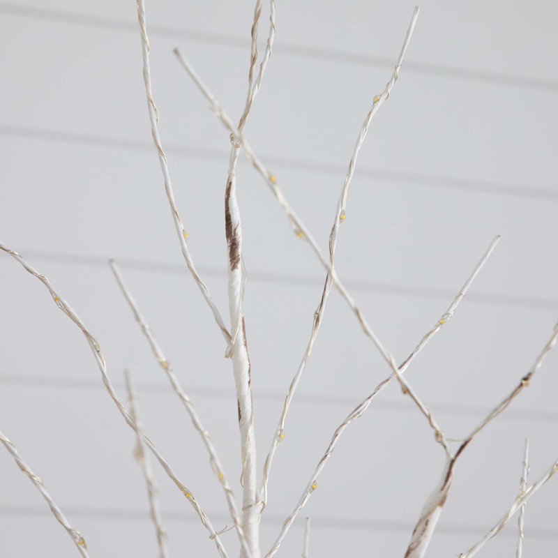 3ft. Pre-Lit Artificial White Birch Tree with 120 Warm White LED Lights