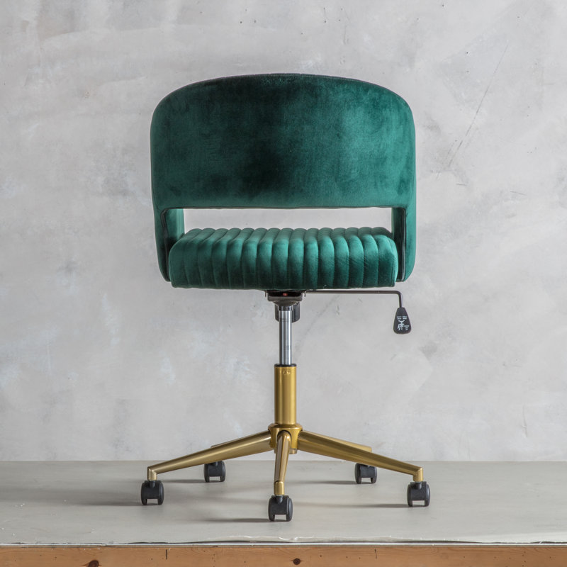Fairmont Park Araceli Velvet Office Chair, Green, Gold
