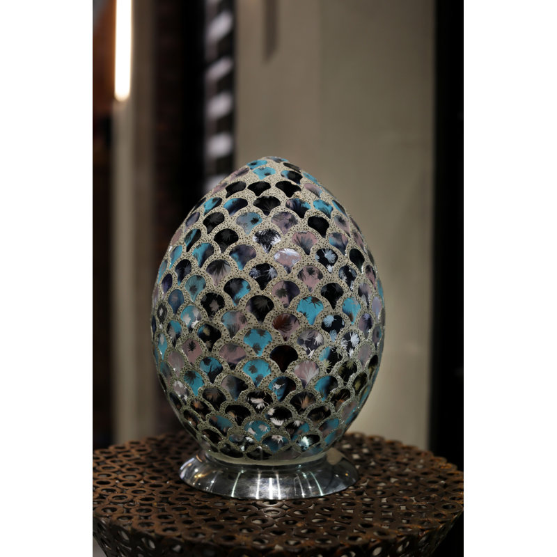 Mosaic 30cm Table Lamp, Blue/Peach