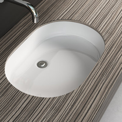 Cantrio PS-110 20.75 inch Vitreous China Porcelain Undermount Oval Bathroom Sink
