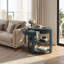 Console cannelée demi-lune avec tiroir et 2 tablettes ouvertes-957818233