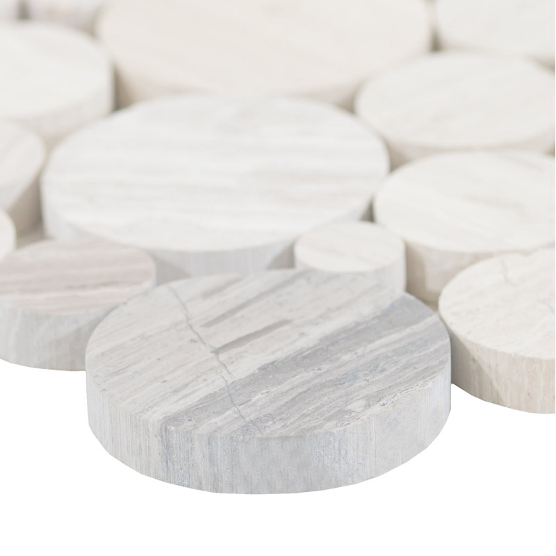 Carreau de mosaïque de sol en pierre naturelle 12 po x 12 po Marvella Pebble, Tranquille 