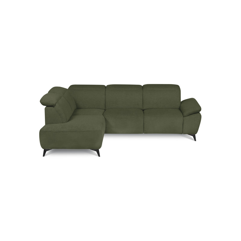 Relaxio Stylish Corner Sofa with Power Reclining & Multi Position Headrests & Adjustable Armrest, Left Hand Facing, Green