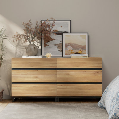 Dresser For Bedroom, Closet Organizers And Storage With 6 Drawers, Chest Of Drawers With Metal Base, Modern Wood Dresser For Living Room, Bedroom