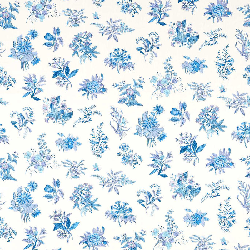 Woodland Floral Fabric, Lapis/Amethyst/Pearl