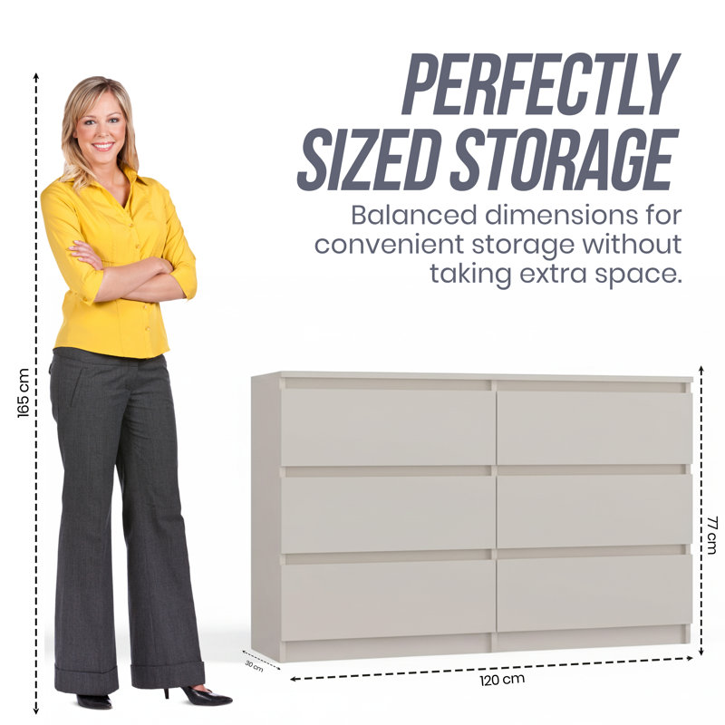 120cm W 6 - Drawer Chest of Drawers, Cashmere