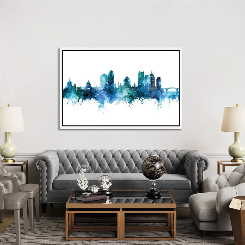 Saint Paul Minnesota Skyline by Michael Tompsett - 1 Piece Wall Art on Canvas, 101.6cm H x 152.4cm W x 3.81cm D