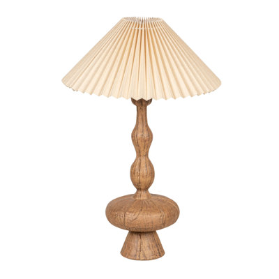 Resin Table Lamp with Pleated Shade