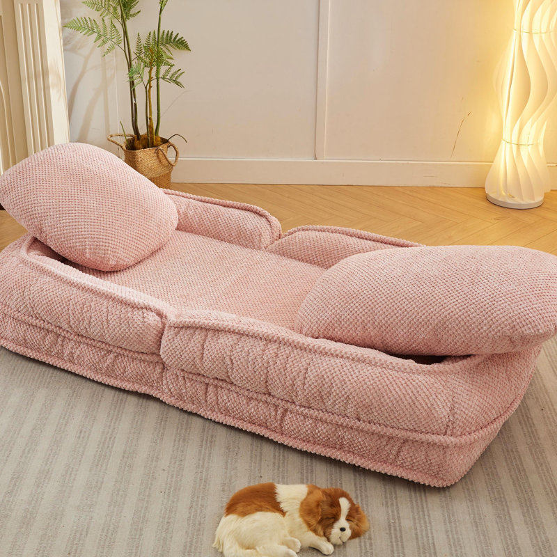 Paresseux rose pour le salon, 5 positions réglables, canapé de lit pour animal de compagnie en éponge élastique, réglages, moelleux et doux