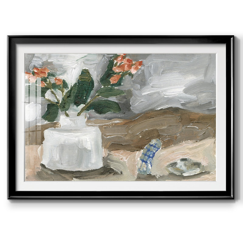 Vase de fleurs roses III, impression sur papier, Noir, H 19 po x l 27 po x P 1,5 po