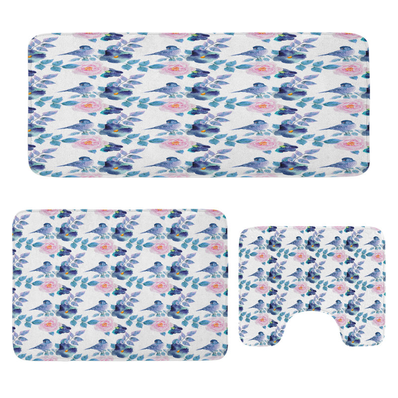  Ensemble de tapis de salle de bain 3 pièces Blue