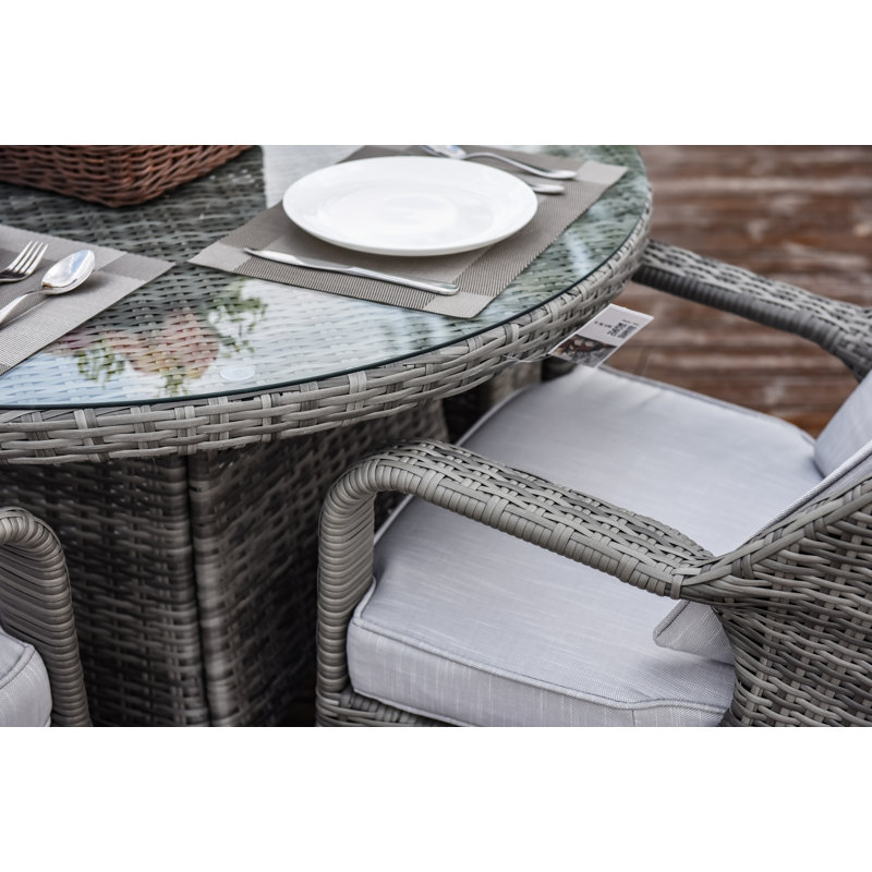 Ensemble repas 5 pièces avec coussins Anikha, Gris, gris