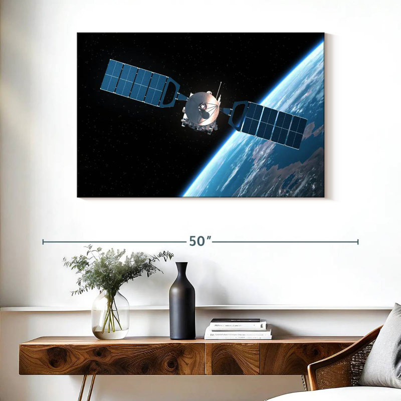 Oberle Satellite Orbiting Earth, 26" H x 39" W