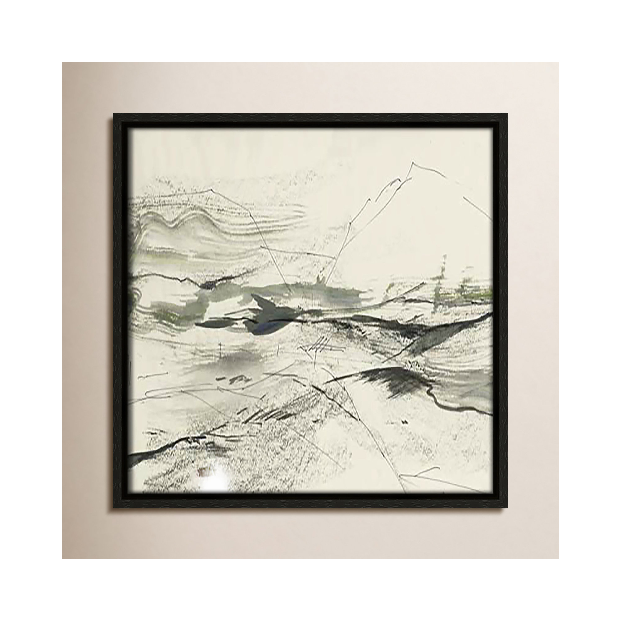 Green Sketches, Espresso Floater Framed, 13.5" H x 13.5" W x 2" D