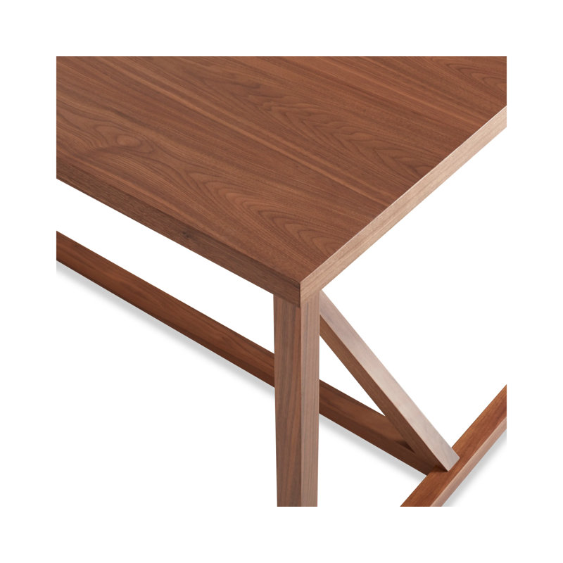 Strut Walnut Wood Dining Table, 35" W x 90" L, Walnut, Standard (29" Height)