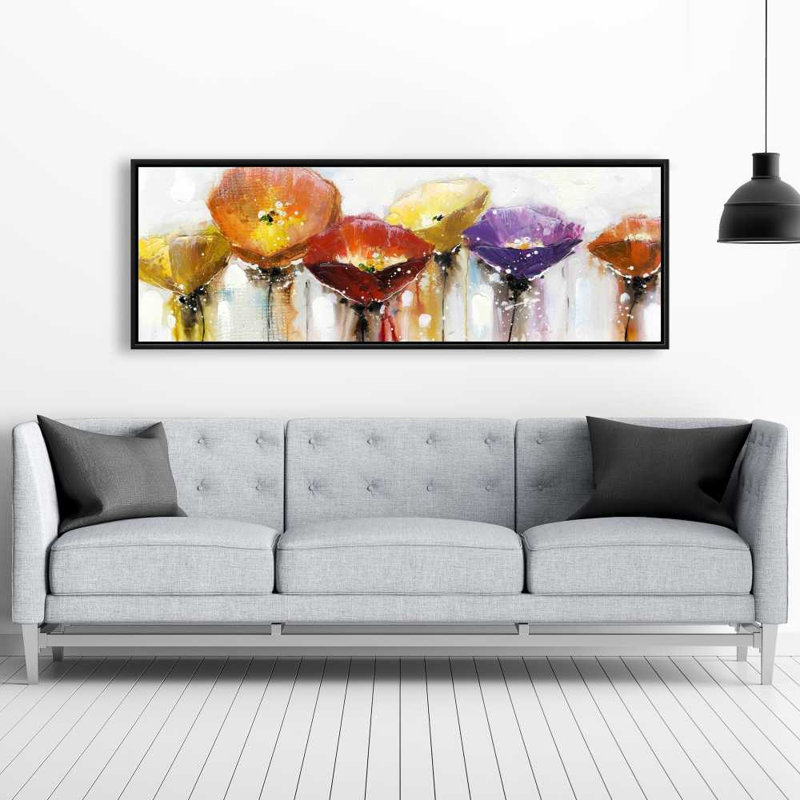 Plusieurs fleurs abstraites colorées - art sur toile botanique, H 61,25 po x l 21,25 po