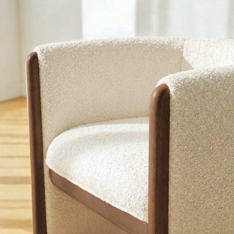 28" Wide Upholstered Fabric Accent Chair Bedroom Chair, Beige