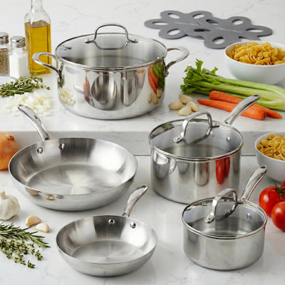 Gotham Steel 10 Piece Tri-ply Stainless Steel Cookware Set