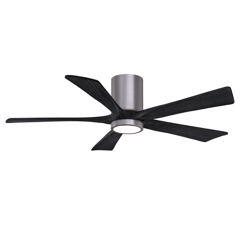 Ventilateur de plafond à 5 pales DEL avec ensemble d'éclairage inclus Irene, Étain brossé, 52", Noir mat