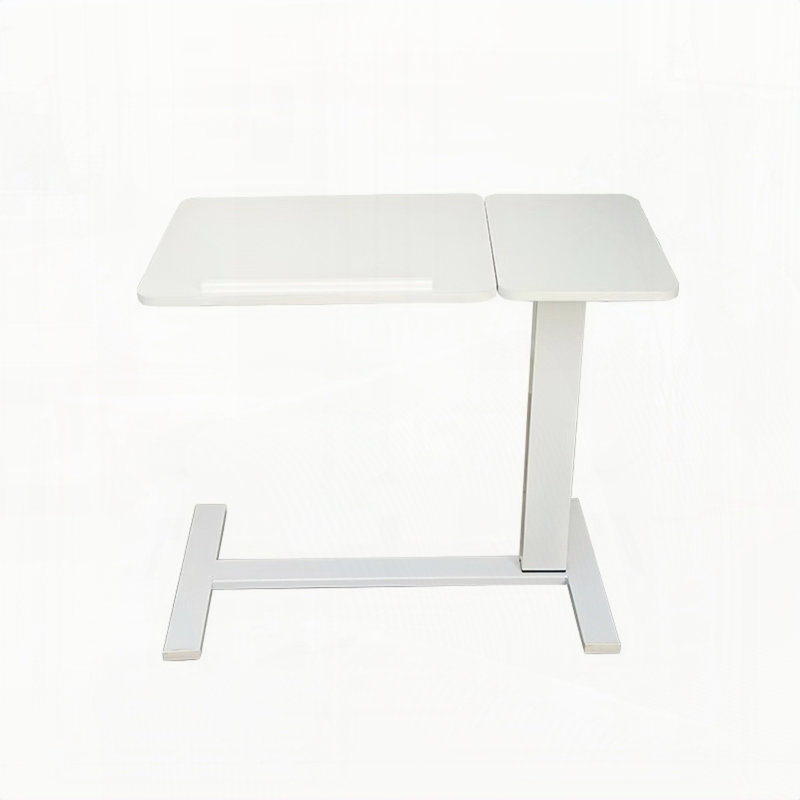 Folding Overbed Bedside Desk Mobile Rolling Laptop Stand Tilting Overbed Table with Wheels Height Adjustable(Set of 1), White