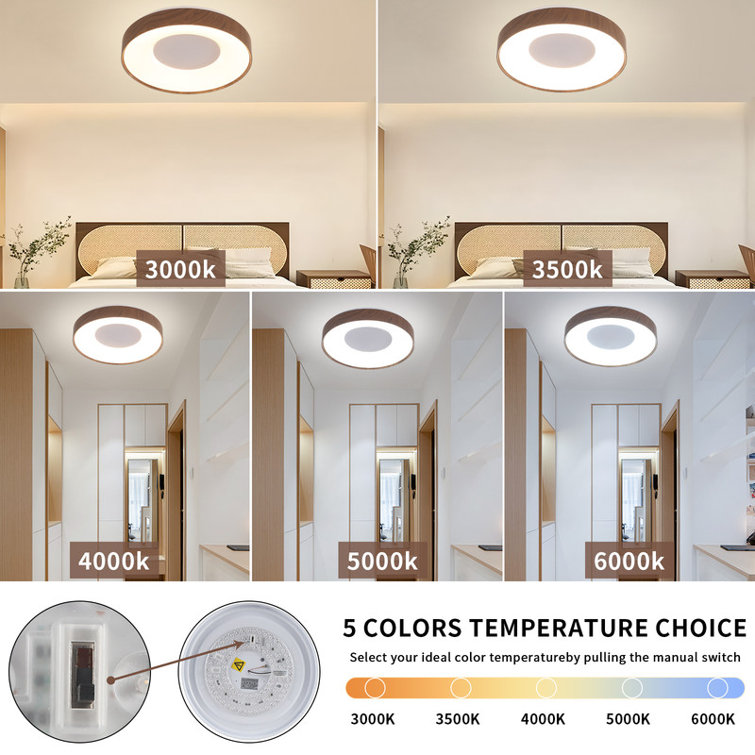 Walnut Finish Large LED Flush Mount (Set of 2)
