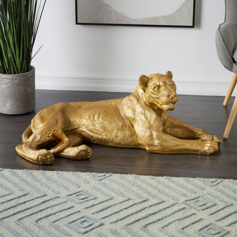 Gold Resin Laying Tiger Decorative Sculpture