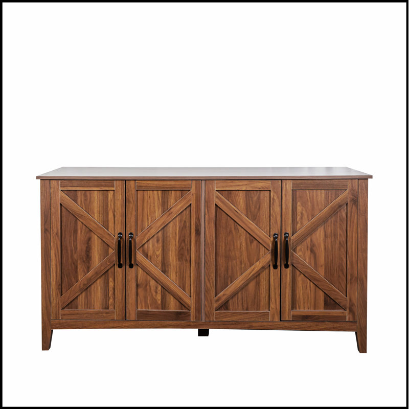 Armoire avec 4 portes et 4 tablettes ouvertes, armoire de rangement autoportante pour plancher, hall d'entrée, salon, chambre à coucher, bureau