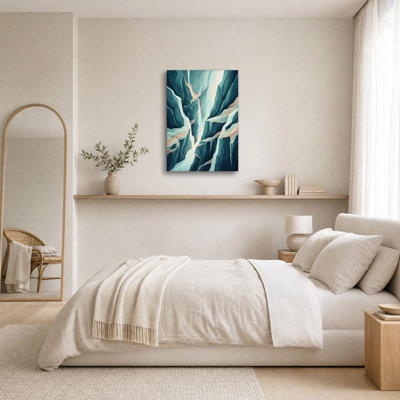 Teal and Peach Abstract Topographic Lines Canvas Wall Art