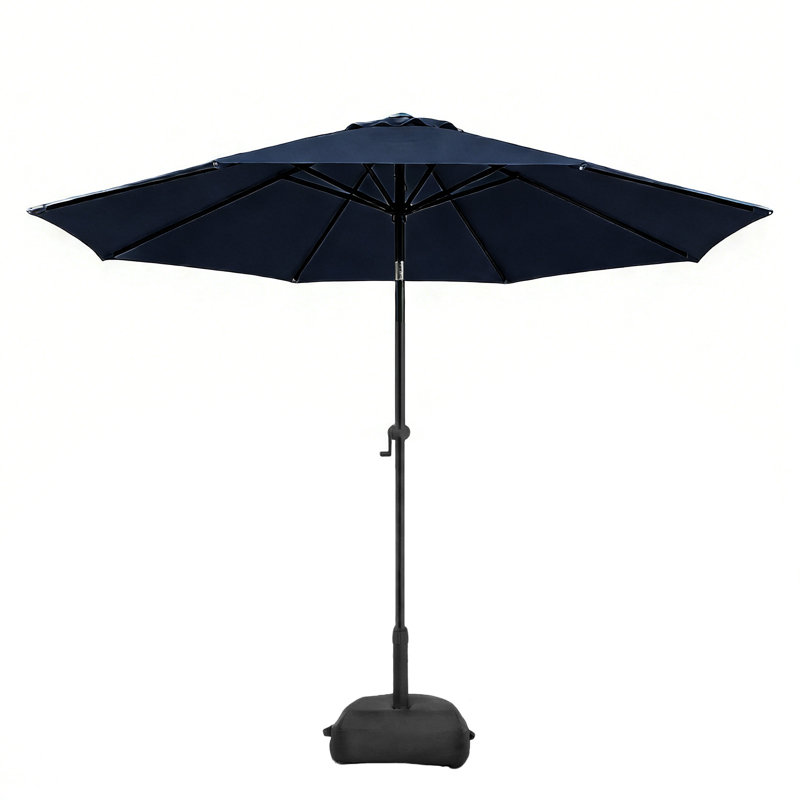 Parasol de marché 9 pi avec base et bouton poussoir inclinable 9 pi, Marine