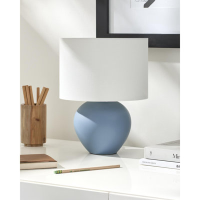 Ceramic Table Lamp with Linen Drum Shade