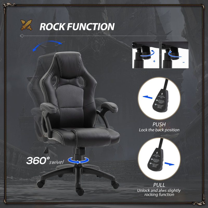 Chaise berçante E-sports, Noir / Gris