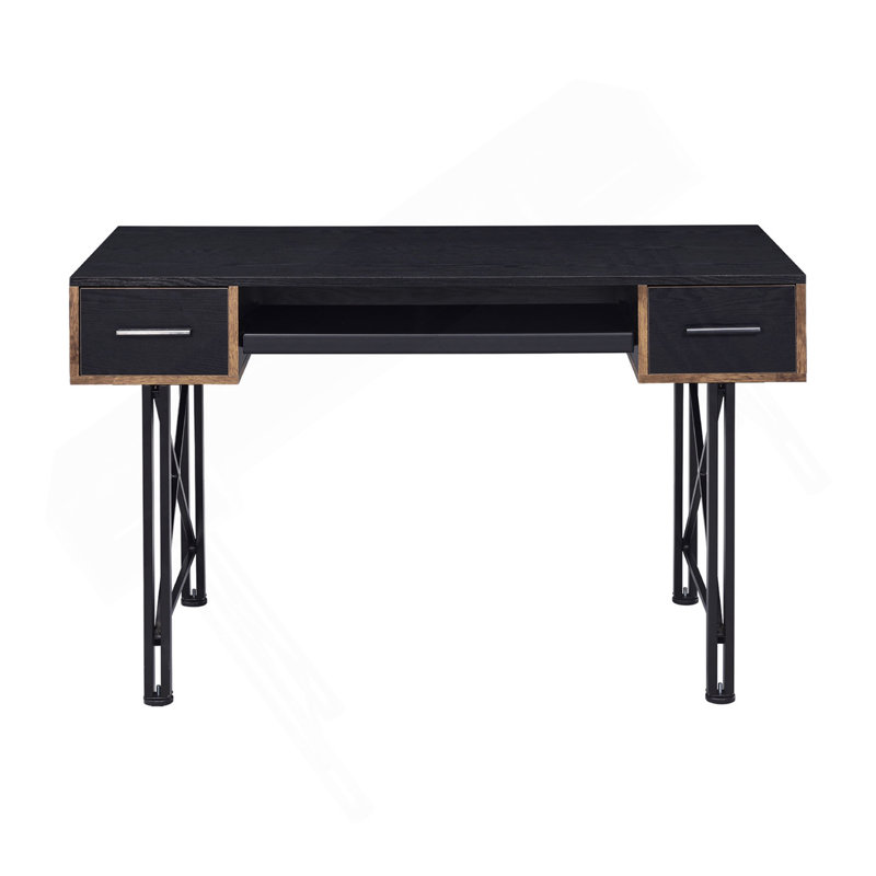 Rectangular Computer Desk With 2 Drawers, Black
