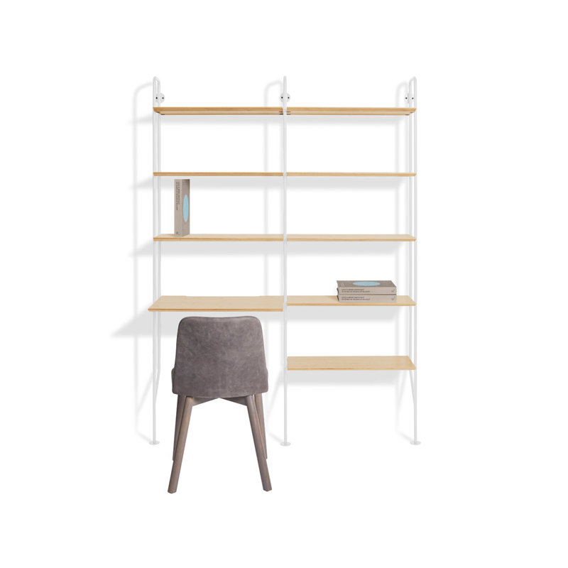 Hitch Ladder Desk, White, White Oak
