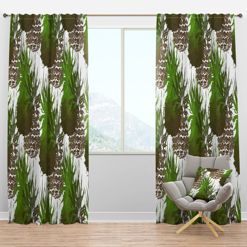 Panneau de rideau simple semi-diaphane avec passe-tringle Tropical, l 52 po x L 108 po