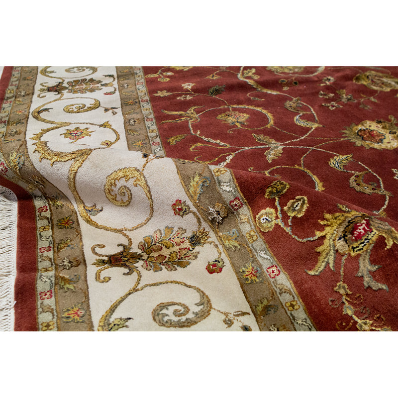 Tapis rouille et beige noué à la main de haute qualité