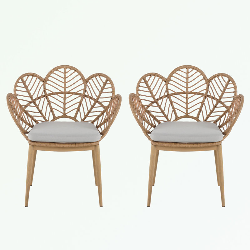 Wicker Chair Set of 2 with soft cushion