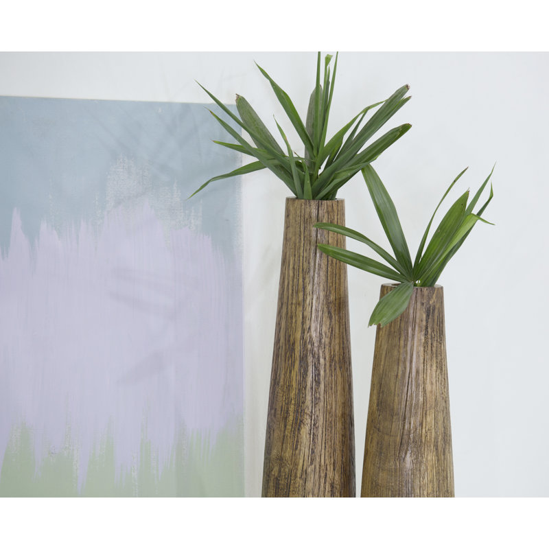 Vase de plancher en bois Cana Brown, H 20 po x l 6 po x P 6 po