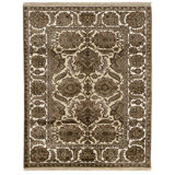 Hand Knotted Wool Area Rug in Gold And Ivory