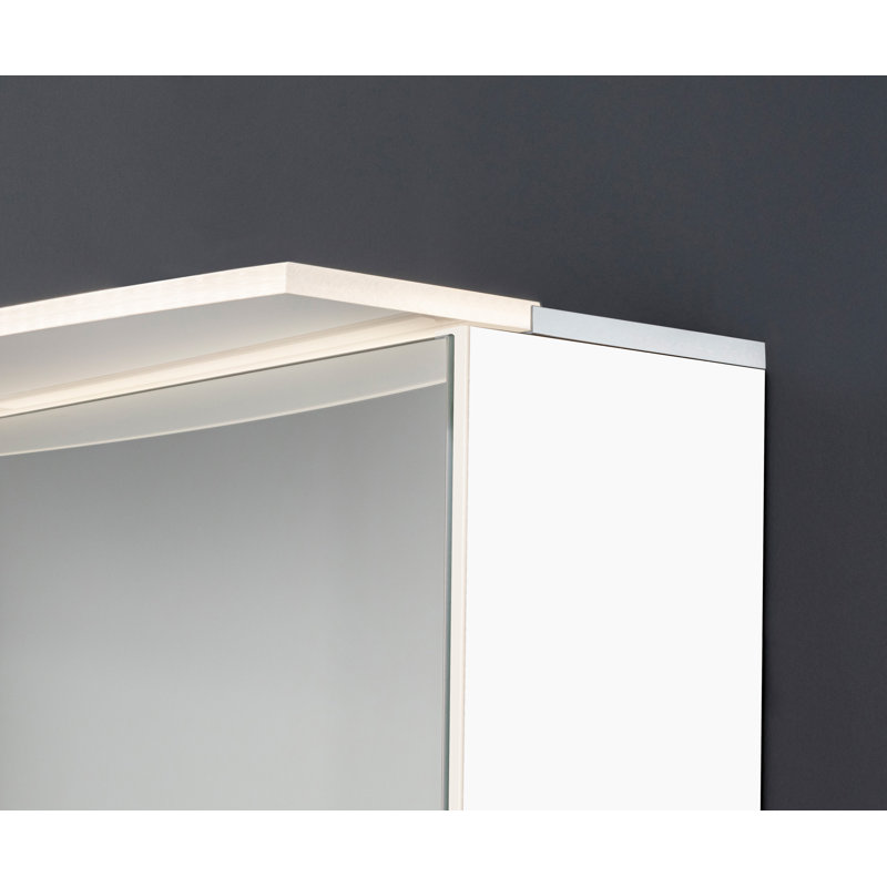 Surface Mirrored Bathroom Cabinets with Mirror and 2 Adjustable Shelves, White